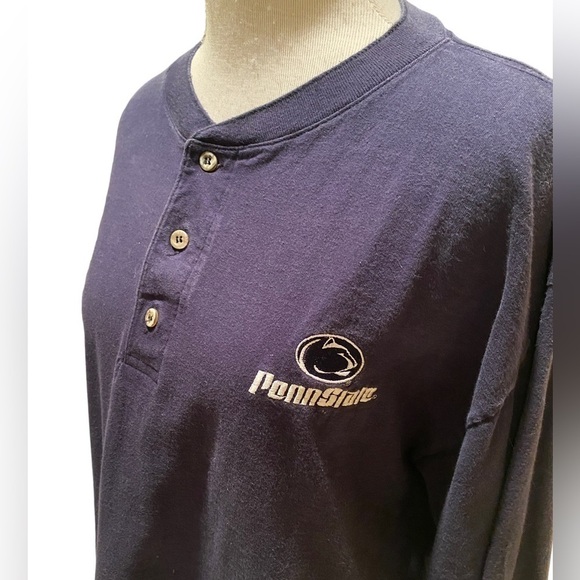 TSi Penn State Henley Shirt Men's X-Large Navy Blue Long Sleeve Cotton Tee - Picture 2 of 10